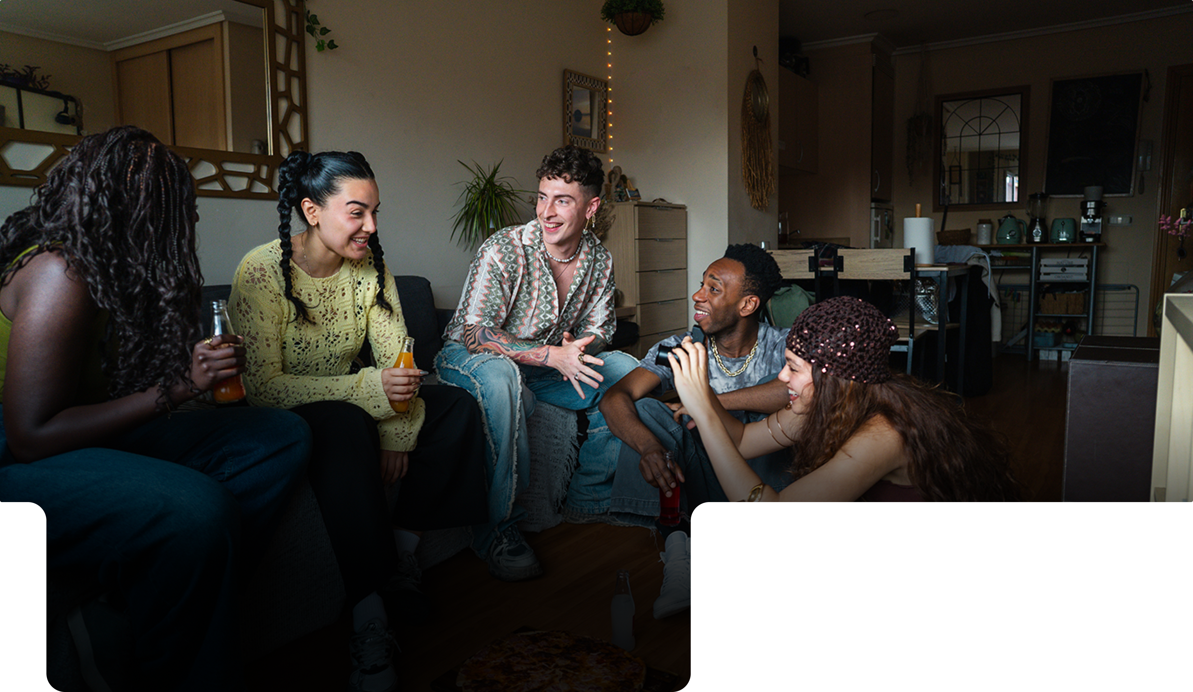 Residents talking together in a shared lounge