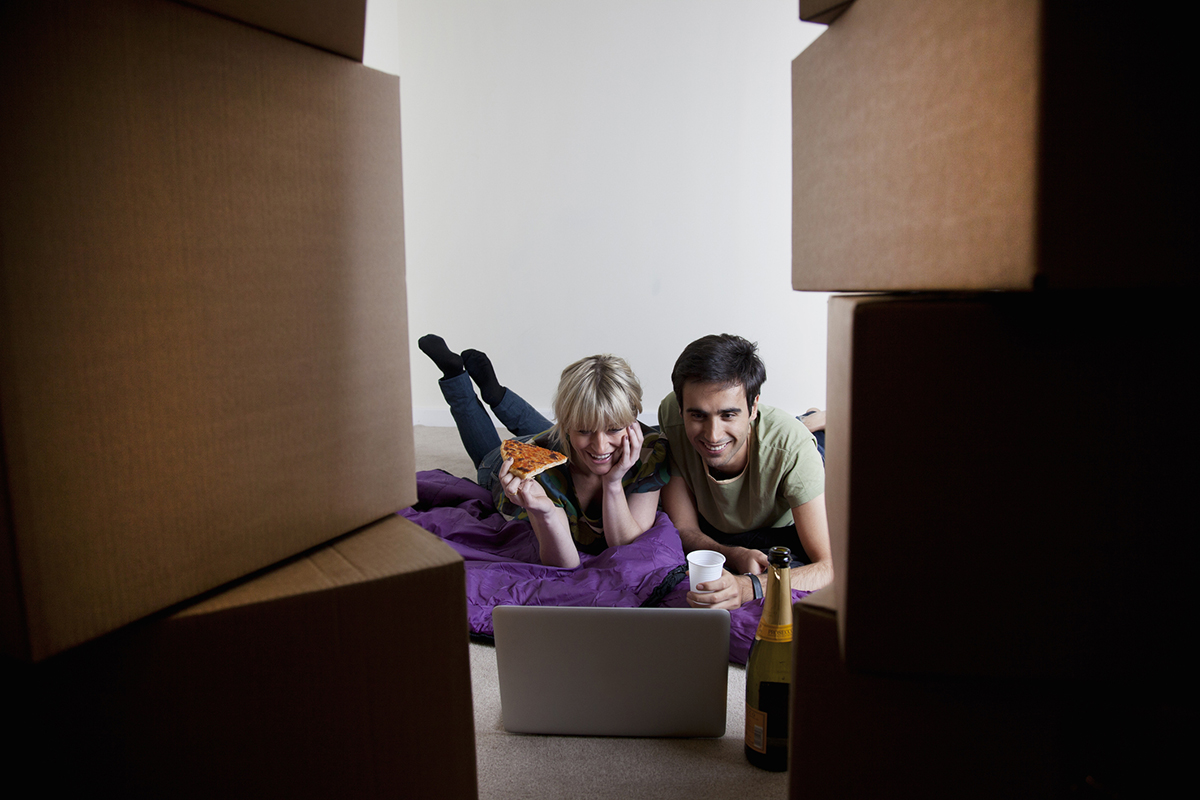 Couple relaxing together at home