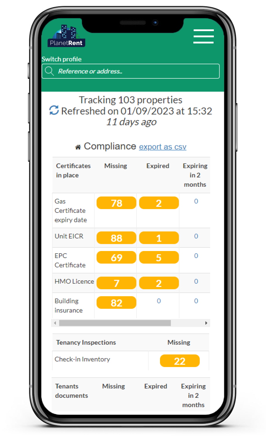 planetrent Know your risks immediately phone front
